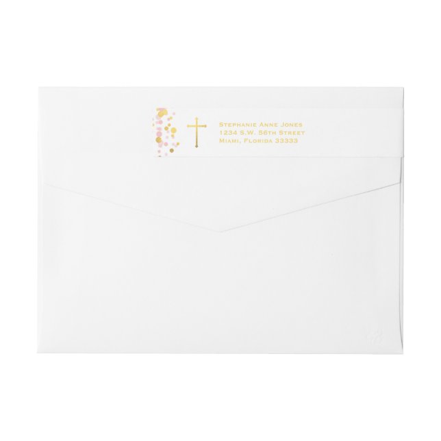 Communion Pink and Gold Confetti Wrap Around Label (Back)