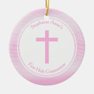 Communion Pink Watercolor Ceramic Tree Decoration