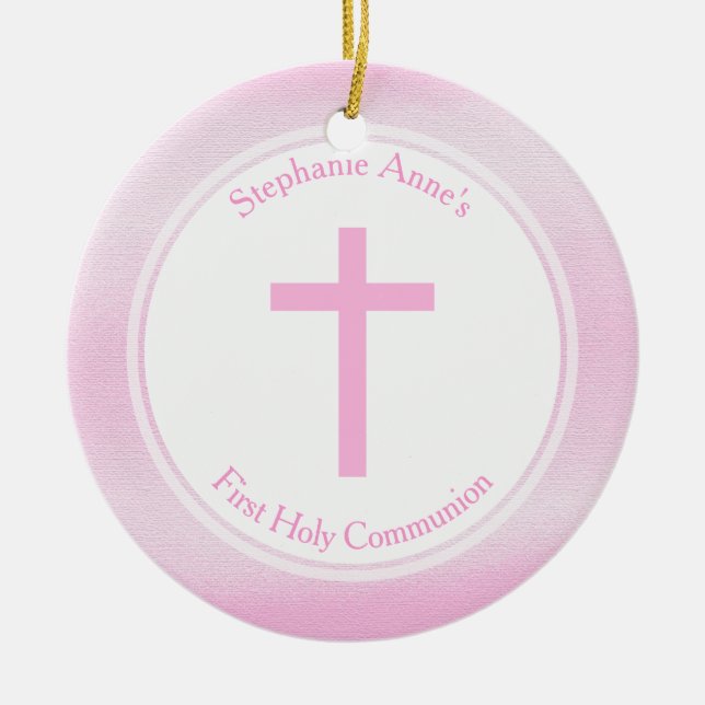 Communion Pink Watercolor Ceramic Tree Decoration (Front)