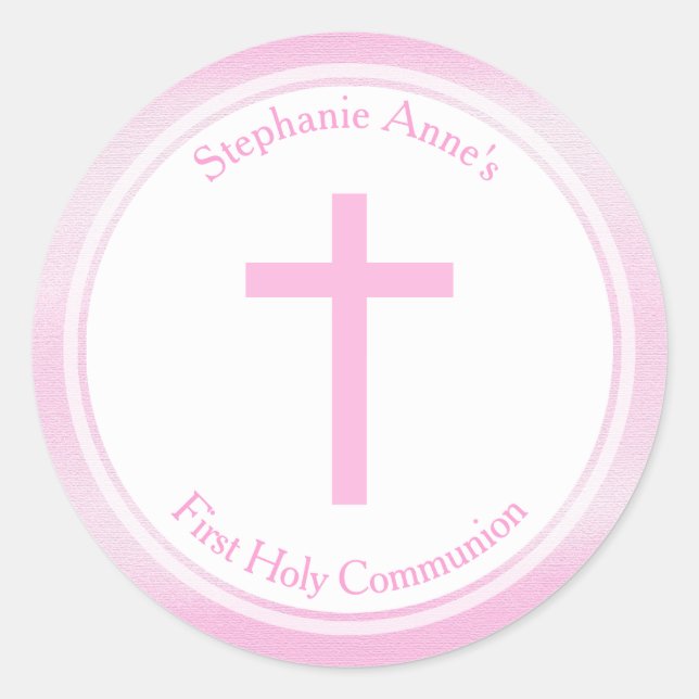 Communion Pink Watercolor Classic Round Sticker (Front)