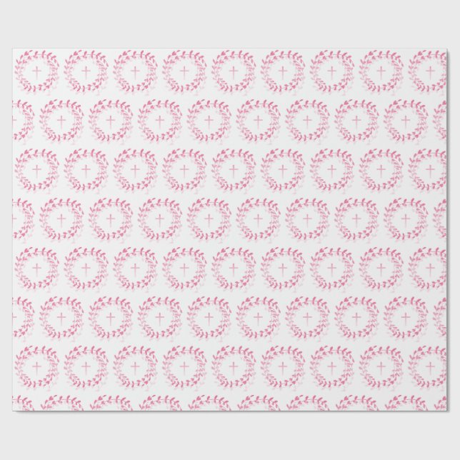 Communion Pink Wreath and Cross Wrapping Paper (Flat)