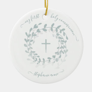 Communion Sage Wreath and Cross Ceramic Tree Decoration