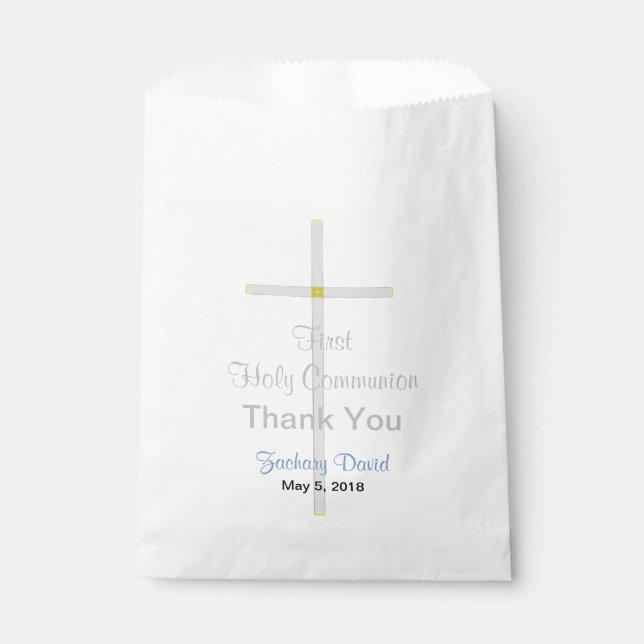 Communion Son Blue White Thank You Favour Bags (Front)