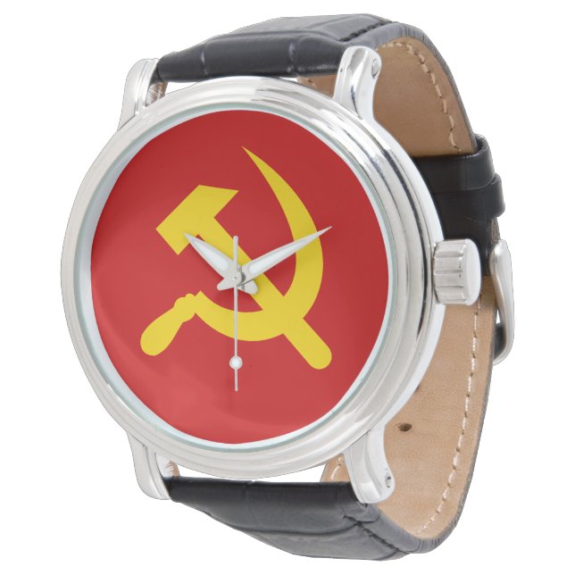 Communism hammer and sickle watch (Angled)
