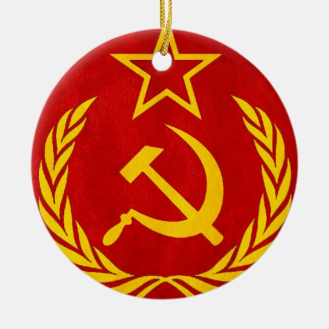 communism Russian symbol Ceramic Tree Decoration (Front)