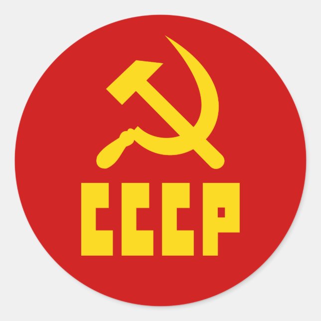 Communist CCCP Russian Hammer and Sickle Classic Round Sticker (Front)