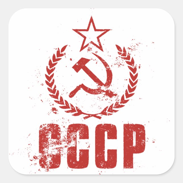 Communist Hammer & Sickle Vintage Flag Stickers (Front)