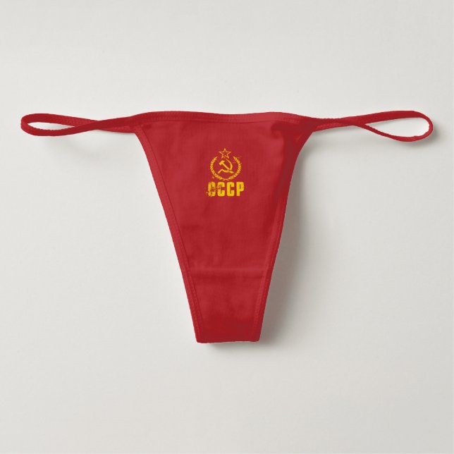 Communist Hammer & Sickle Vintage Flag Thong Underwear (Front)