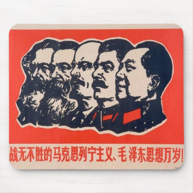 Communist Heads Propaganda Chairman Mao Stalin Mouse Pad (Front)