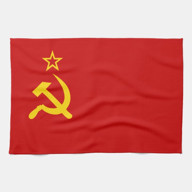Communist Russia Flag USSR Tea Towel (Horizontal)