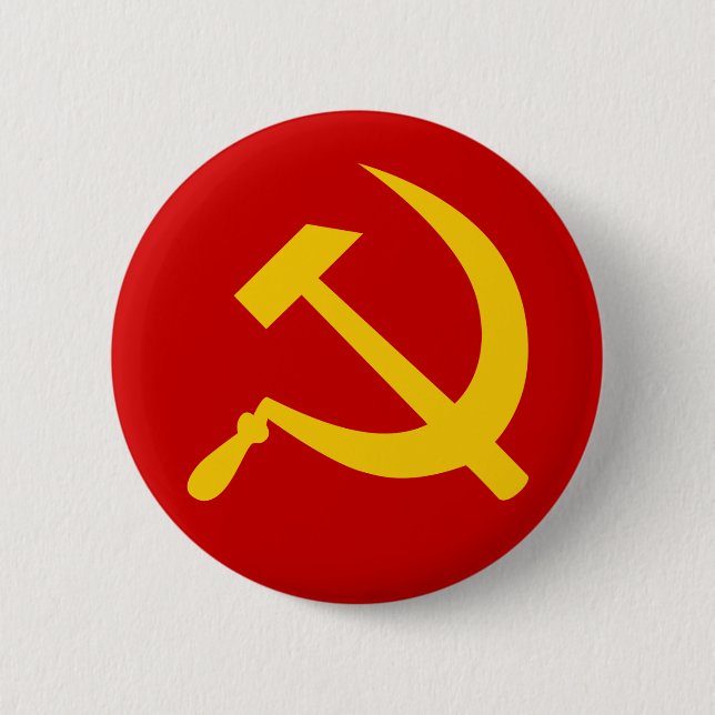 Communist USSR Russian Hammer and Sickle 6 Cm Round Badge (Front)