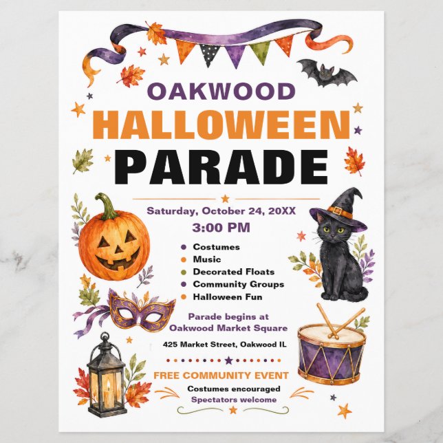 Community Halloween Parade Flyer (Front)