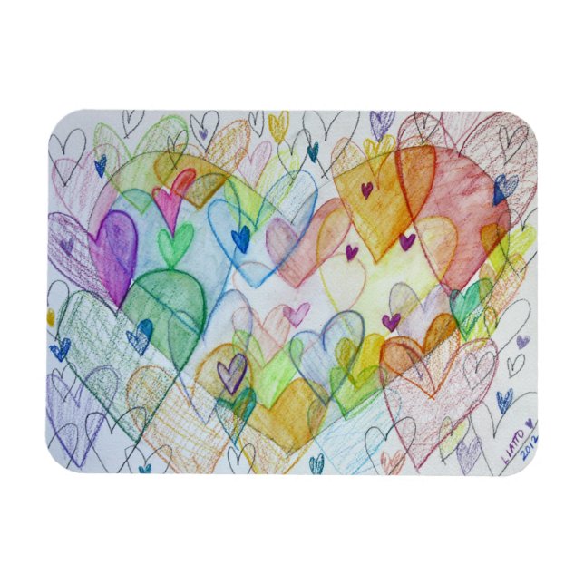 Community Hearts Art Inspirational Fridge Magnet (Horizontal)
