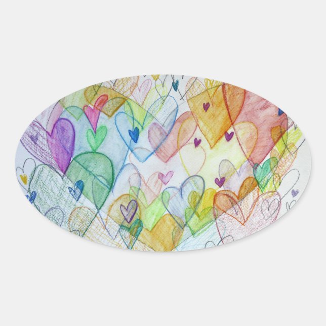 Community Hearts Love Labels Art Stickers (Front)