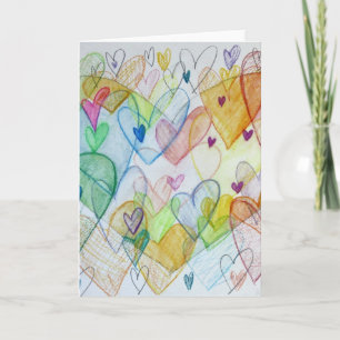 Community Hearts Painting Custom Art Greeting Card