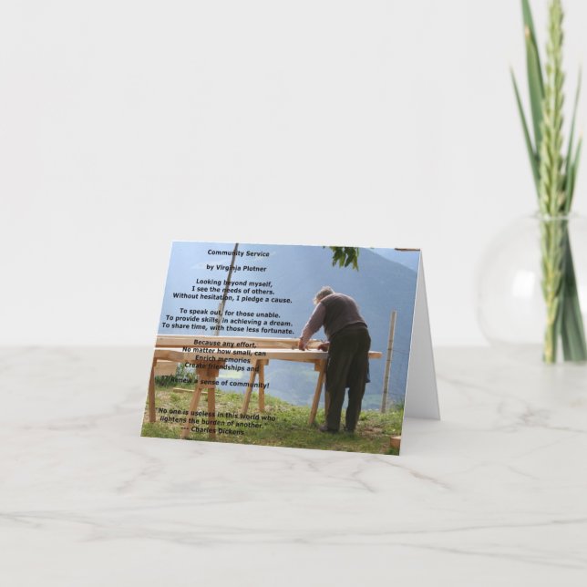 "Community Service" affirmation note card (blank) (Front)