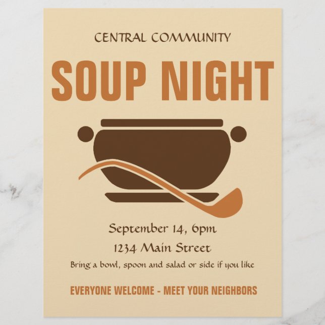 Community Soup Night custom flyer (Front)