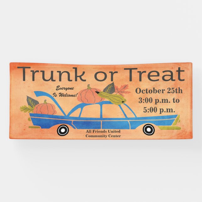 Community Trunk or Treat Halloween Long Car Event Banner (Horizontal)