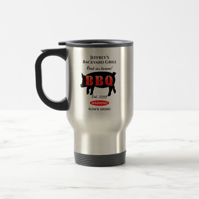 Commuter Travel Mug For Him Backyard Grilling BBQ (Left)