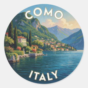 Como Lake Italy Alpine Travel Scene  Classic Round Sticker