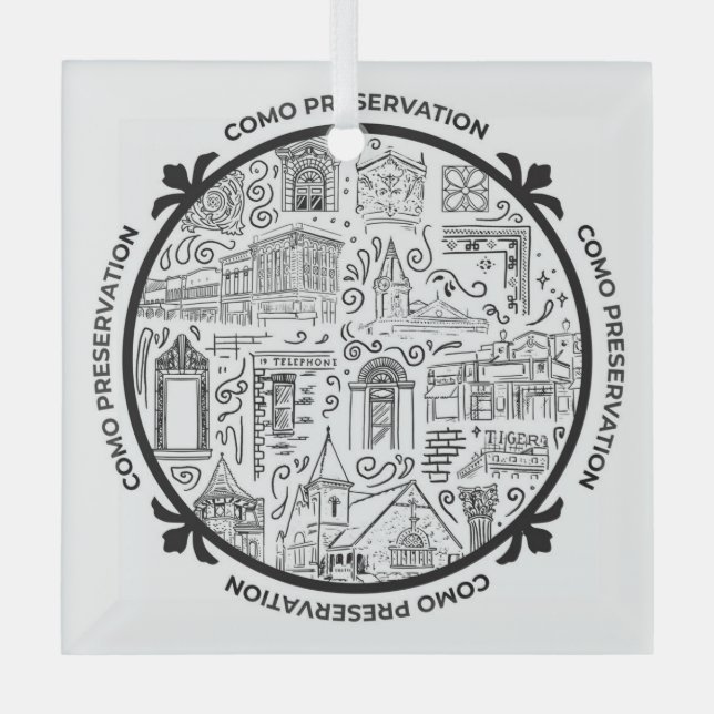 CoMo Preservation Line Drawing Ornament (Front)