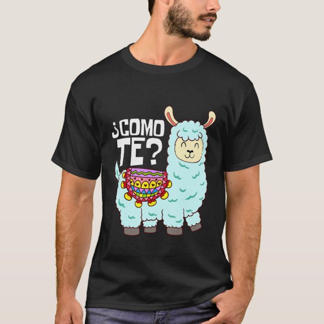 Como te Llama  Llamas Spanish Cool Alpaca Llama T-Shirt (Front)