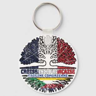Comoros Comorian French France Tree Roots Flag Key Ring