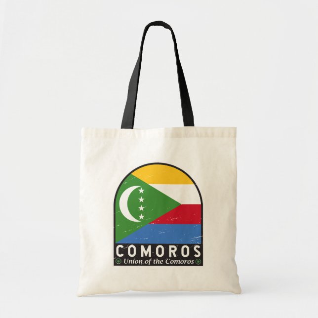 Comoros Flag Emblem Distressed Vintage Tote Bag (Front)