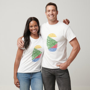 Comoros Flag Fingerprint T-Shirt
