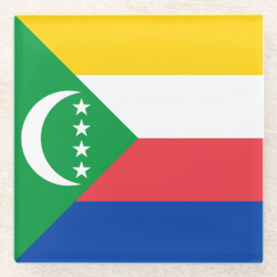 Comoros Flag Glass Coaster