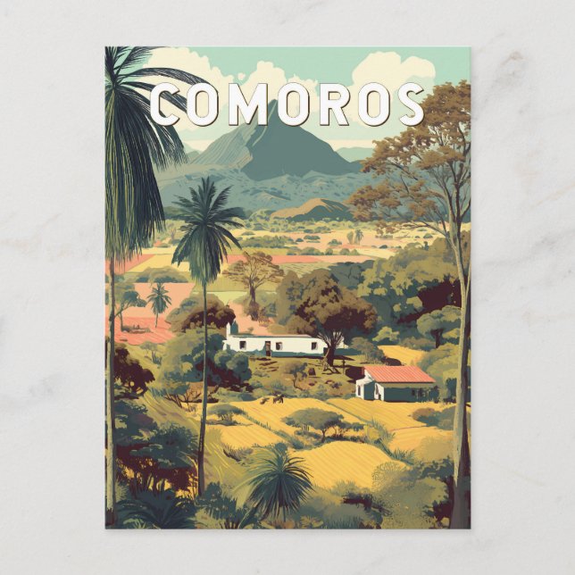 Comoros Illustration Travel Art Vintage Postcard (Front)
