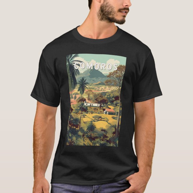 Comoros Illustration Travel Art Vintage T-Shirt (Front)