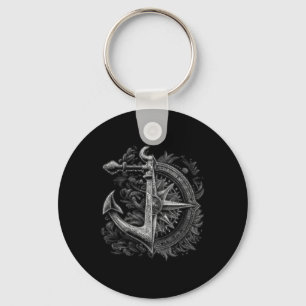 Comp And Anchor Boating Ocean Sea Retro Vintage Sa Key Ring