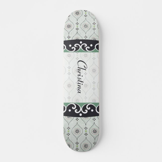 Comp Skateboard Blue Flower Pattern (Front)