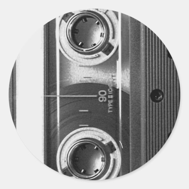 Compact Cassette Tape Classic Round Sticker (Front)