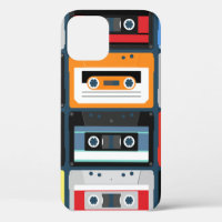 Compact cassettes. Set. Vintage illustration flat