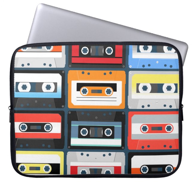 Compact cassettes. Set. Vintage illustration flat  Laptop Sleeve (Front)