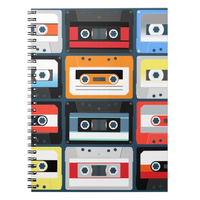 Compact cassettes. Set. Vintage illustration flat  Notebook (Front)