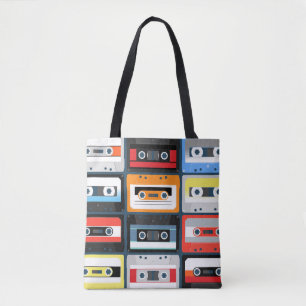 Compact cassettes. Set. Vintage illustration flat  Tote Bag