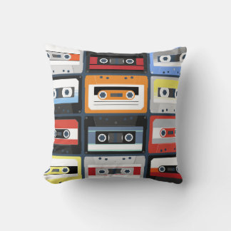 Compact cassettes: vintage flat design. cushion
