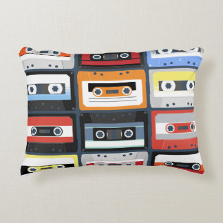Compact cassettes: vintage flat design. decorative cushion