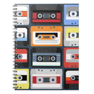 Compact cassettes: vintage flat design. notebook