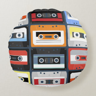 Compact cassettes: vintage flat design. round cushion