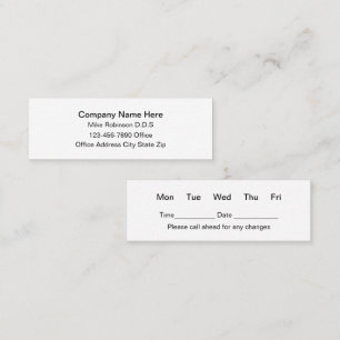 Compact Dentist Office Appointment Cards