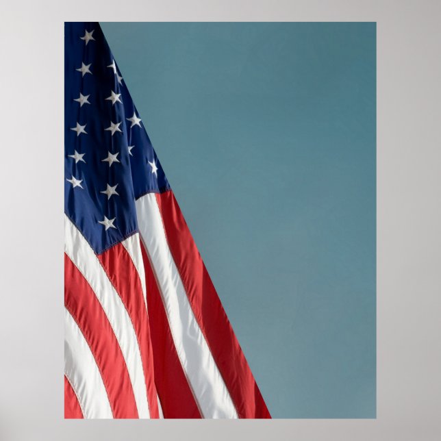 COMPACT PHOTO BACKDROP - US Flag on Blue Grey Poster (Front)