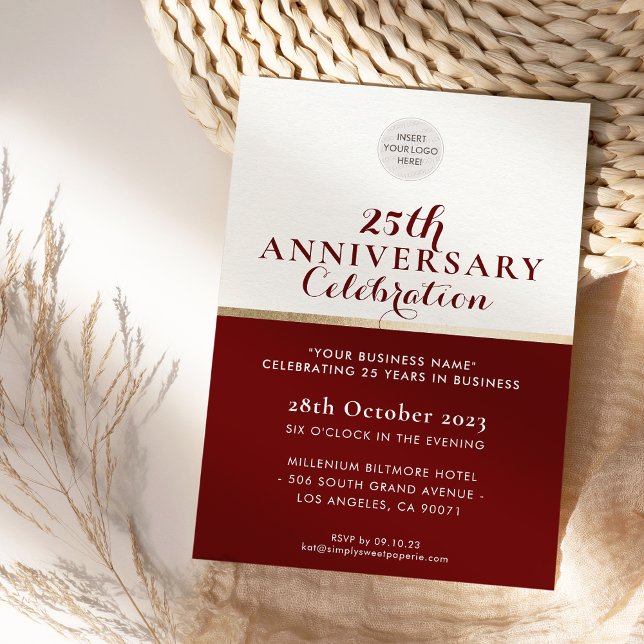 COMPANY ANNIVERSARY elegant business maroon gold Invitation (Creator Uploaded)