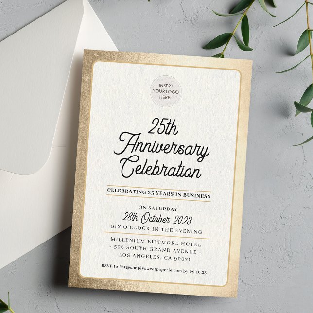 COMPANY ANNIVERSARY modern business golden gold Invitation (Creator Uploaded)