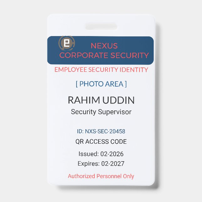 Company Badge Identification | Employee ID (Front)