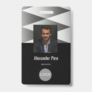 Company Black White Employee ID Logo Name Photo Badge
