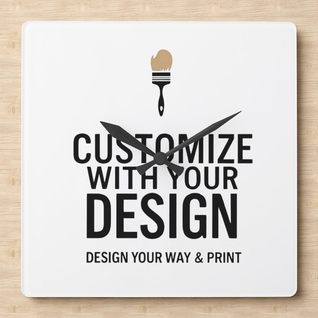 Company Branded Custom Minimalist Personalised   Square Wall Clock (Creator Uploaded)